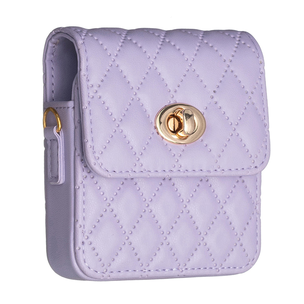 BFB03 PU Leather Mini Bag for Folding Cell Phones Card Wallet Coin Purse Pattern Imprinted Shoulder Pouch with Strap