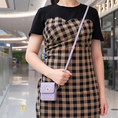 BFB03 PU Leather Mini Bag for Folding Cell Phones Card Wallet Coin Purse Pattern Imprinted Shoulder Pouch with Strap