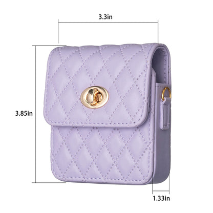 BFB03 PU Leather Mini Bag for Folding Cell Phones Card Wallet Coin Purse Pattern Imprinted Shoulder Pouch with Strap