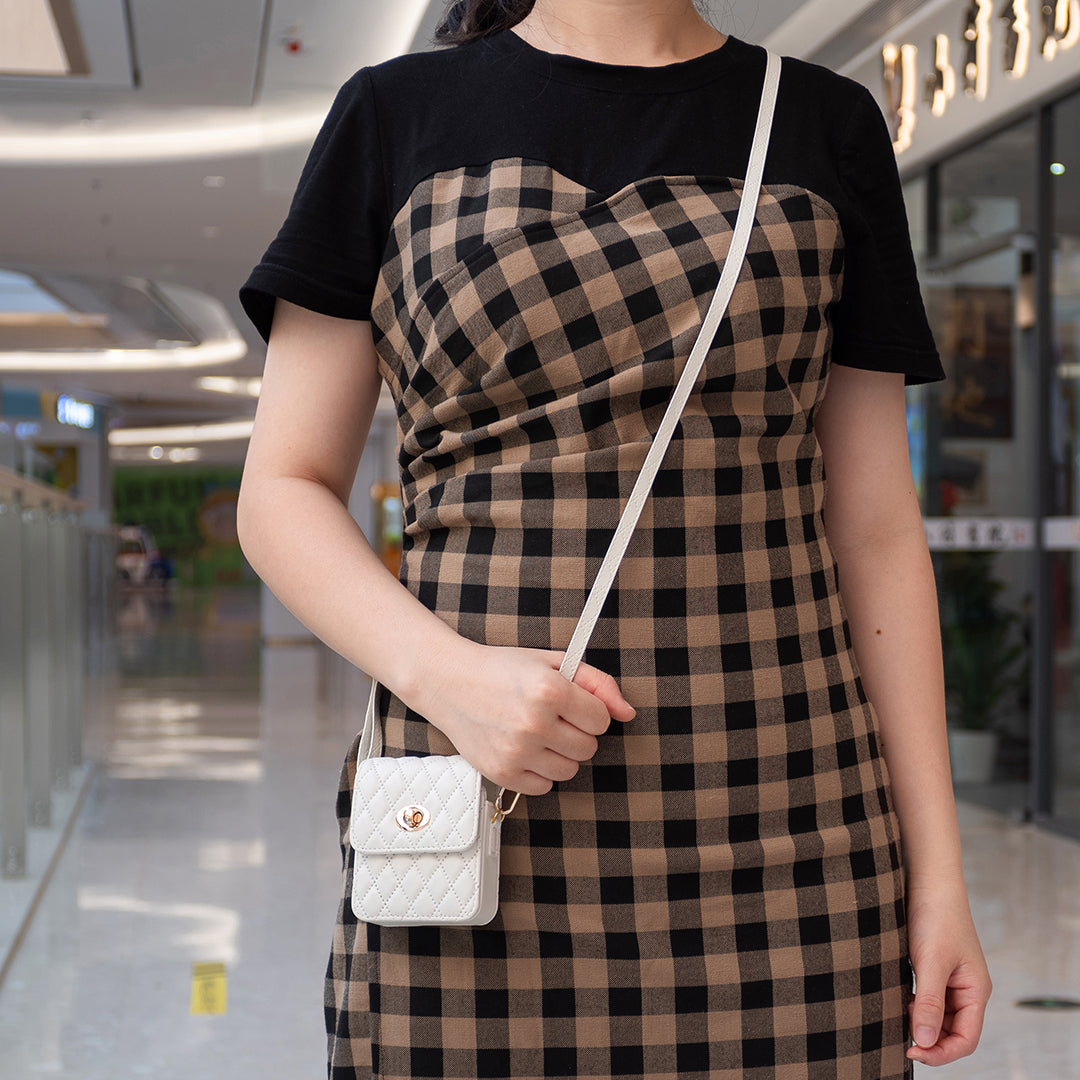 BFB03 PU Leather Mini Bag for Folding Cell Phones Card Wallet Coin Purse Pattern Imprinted Shoulder Pouch with Strap