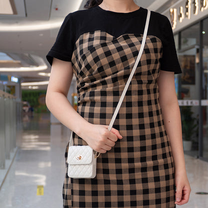 BFB03 PU Leather Mini Bag for Folding Cell Phones Card Wallet Coin Purse Pattern Imprinted Shoulder Pouch with Strap