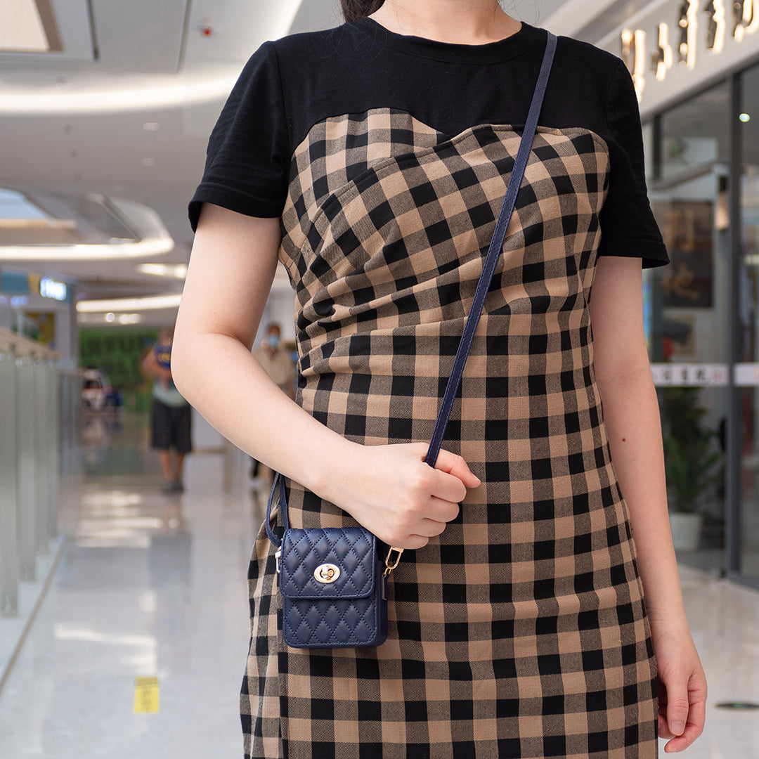 BFB03 PU Leather Mini Bag for Folding Cell Phones Card Wallet Coin Purse Pattern Imprinted Shoulder Pouch with Strap