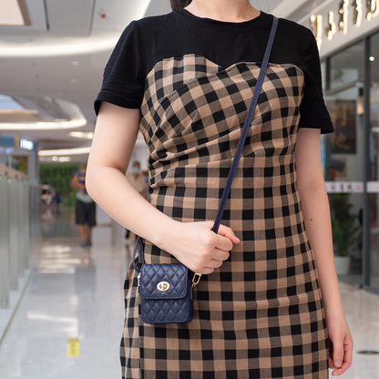 BFB03 PU Leather Mini Bag for Folding Cell Phones Card Wallet Coin Purse Pattern Imprinted Shoulder Pouch with Strap