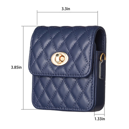 BFB03 PU Leather Mini Bag for Folding Cell Phones Card Wallet Coin Purse Pattern Imprinted Shoulder Pouch with Strap