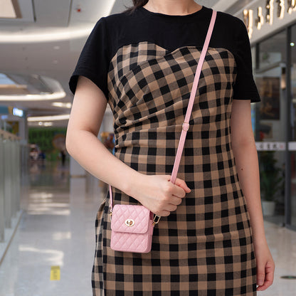 BFB03 PU Leather Mini Bag for Folding Cell Phones Card Wallet Coin Purse Pattern Imprinted Shoulder Pouch with Strap