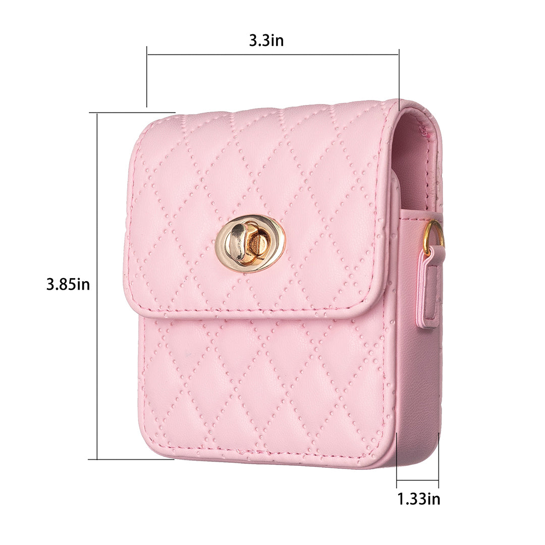 BFB03 PU Leather Mini Bag for Folding Cell Phones Card Wallet Coin Purse Pattern Imprinted Shoulder Pouch with Strap
