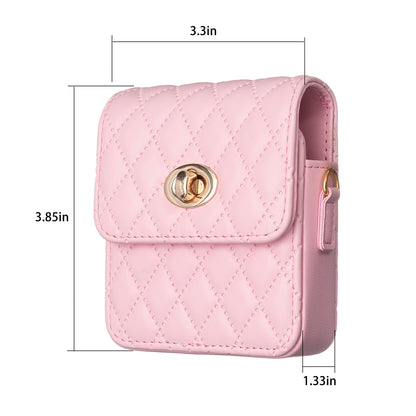BFB03 PU Leather Mini Bag for Folding Cell Phones Card Wallet Coin Purse Pattern Imprinted Shoulder Pouch with Strap