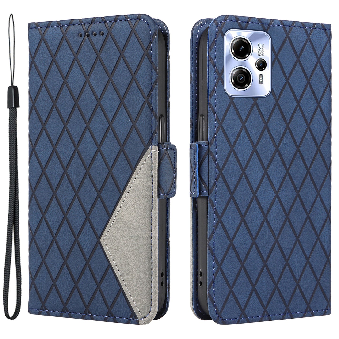 For Motorola Moto G13 4G / G23 4G / G53 5G Wallet Leather Phone Cover Stand Rhombus Imprinted Phone Case
