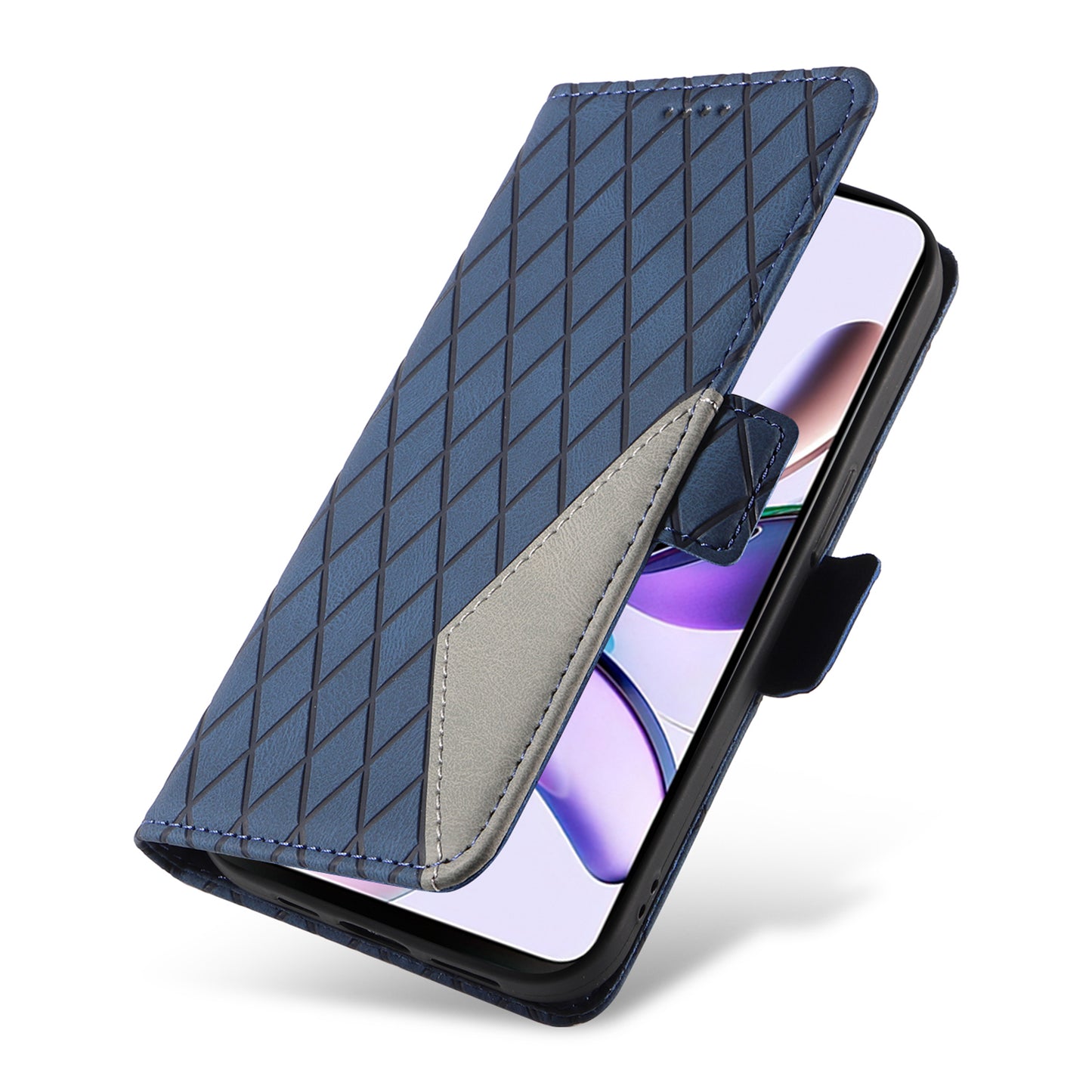 For Motorola Moto G13 4G / G23 4G / G53 5G Wallet Leather Phone Cover Stand Rhombus Imprinted Phone Case