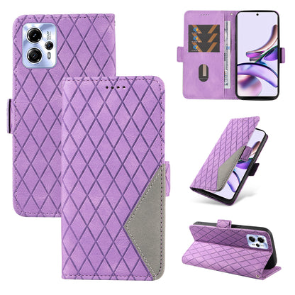 For Motorola Moto G13 4G / G23 4G / G53 5G Wallet Leather Phone Cover Stand Rhombus Imprinted Phone Case