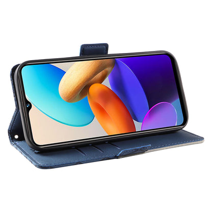 For vivo Y35 4G (2022) / Y22s 4G / Y22 4G Leather Case Stand Rhombus Imprinted Phone Wallet Cover