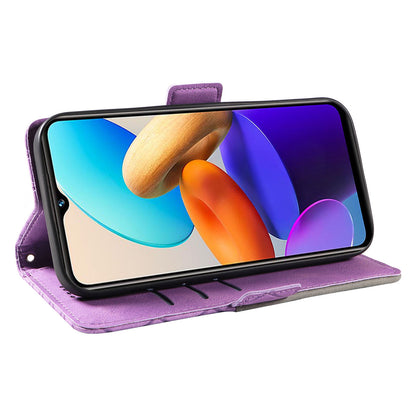 For vivo Y35 4G (2022) / Y22s 4G / Y22 4G Leather Case Stand Rhombus Imprinted Phone Wallet Cover