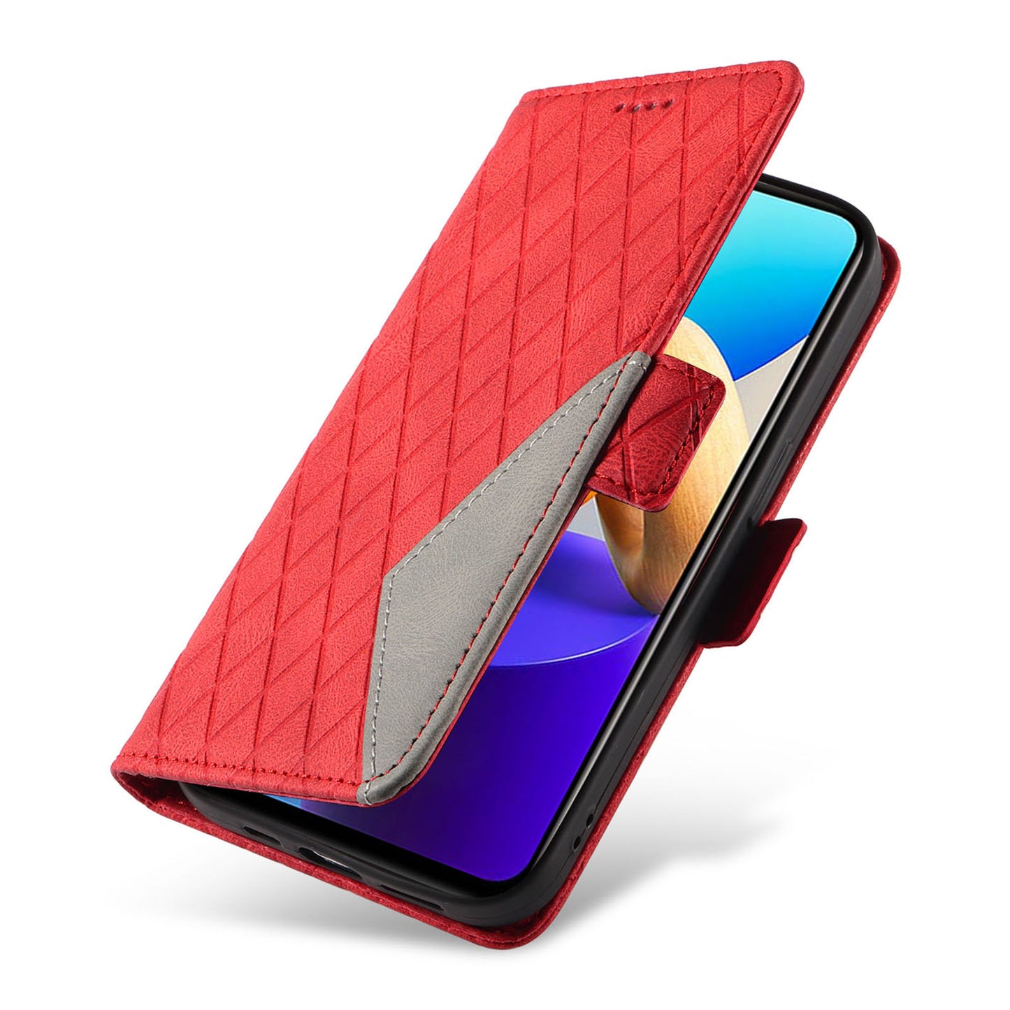 For vivo Y35 4G (2022) / Y22s 4G / Y22 4G Leather Case Stand Rhombus Imprinted Phone Wallet Cover