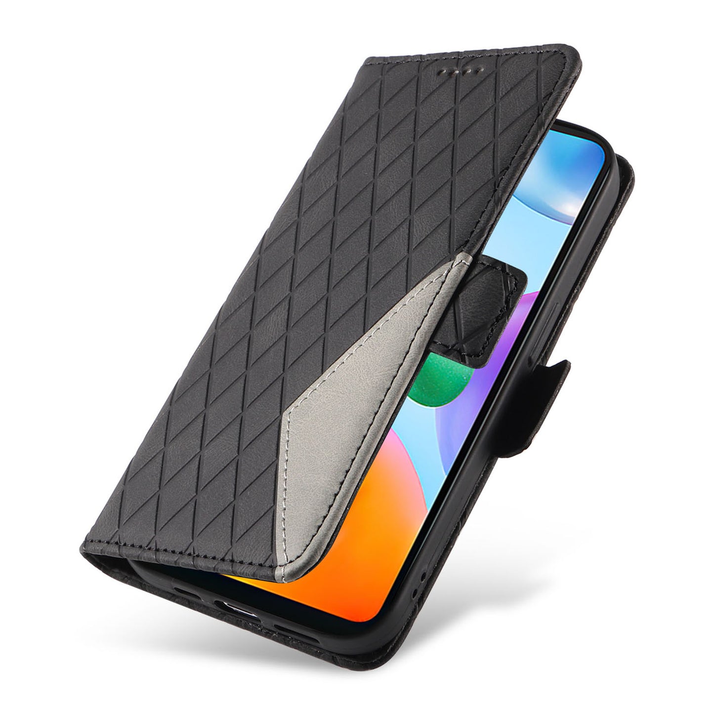 For Xiaomi Redmi 10C 4G PU Leather Case Rhombus Imprinted Phone Cover with Stand Wallet