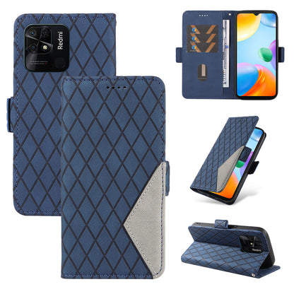For Xiaomi Redmi 10C 4G PU Leather Case Rhombus Imprinted Phone Cover with Stand Wallet