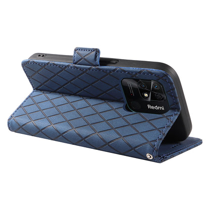 For Xiaomi Redmi 10C 4G PU Leather Case Rhombus Imprinted Phone Cover with Stand Wallet