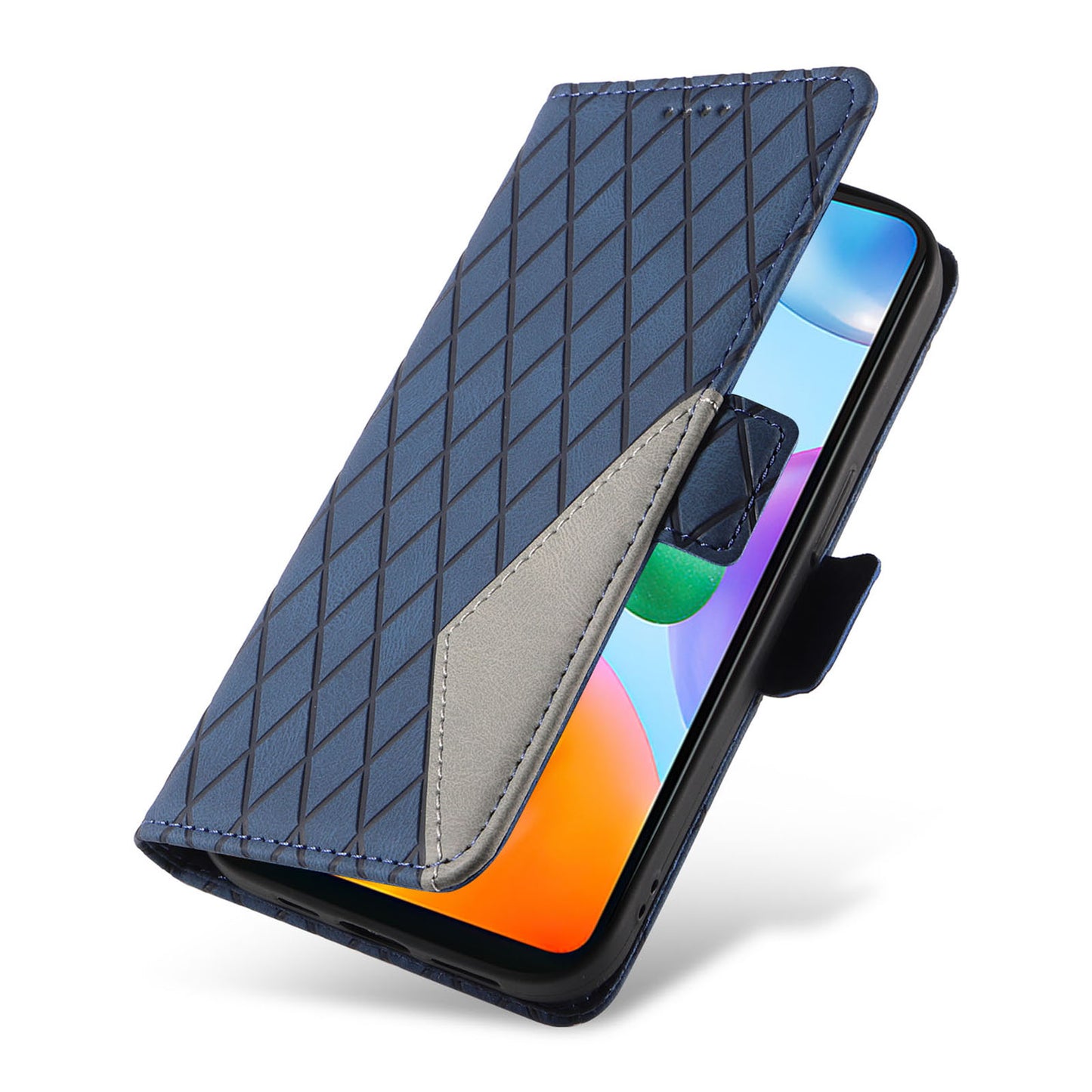 For Xiaomi Redmi 10C 4G PU Leather Case Rhombus Imprinted Phone Cover with Stand Wallet