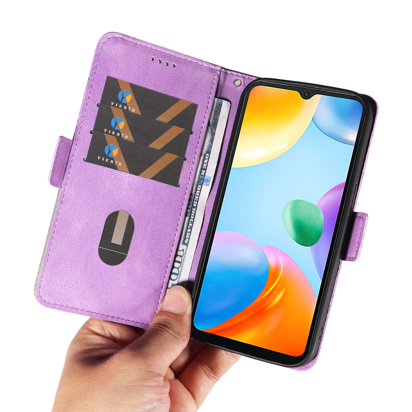 For Xiaomi Redmi 10C 4G PU Leather Case Rhombus Imprinted Phone Cover with Stand Wallet