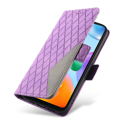 For Xiaomi Redmi 10C 4G PU Leather Case Rhombus Imprinted Phone Cover with Stand Wallet