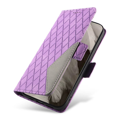 For Google Pixel 8 Rhombus Imprinted Phone Wallet Case PU Leather Stand Phone Cover