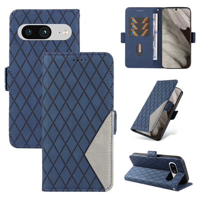 For Google Pixel 8 Rhombus Imprinted Phone Wallet Case PU Leather Stand Phone Cover