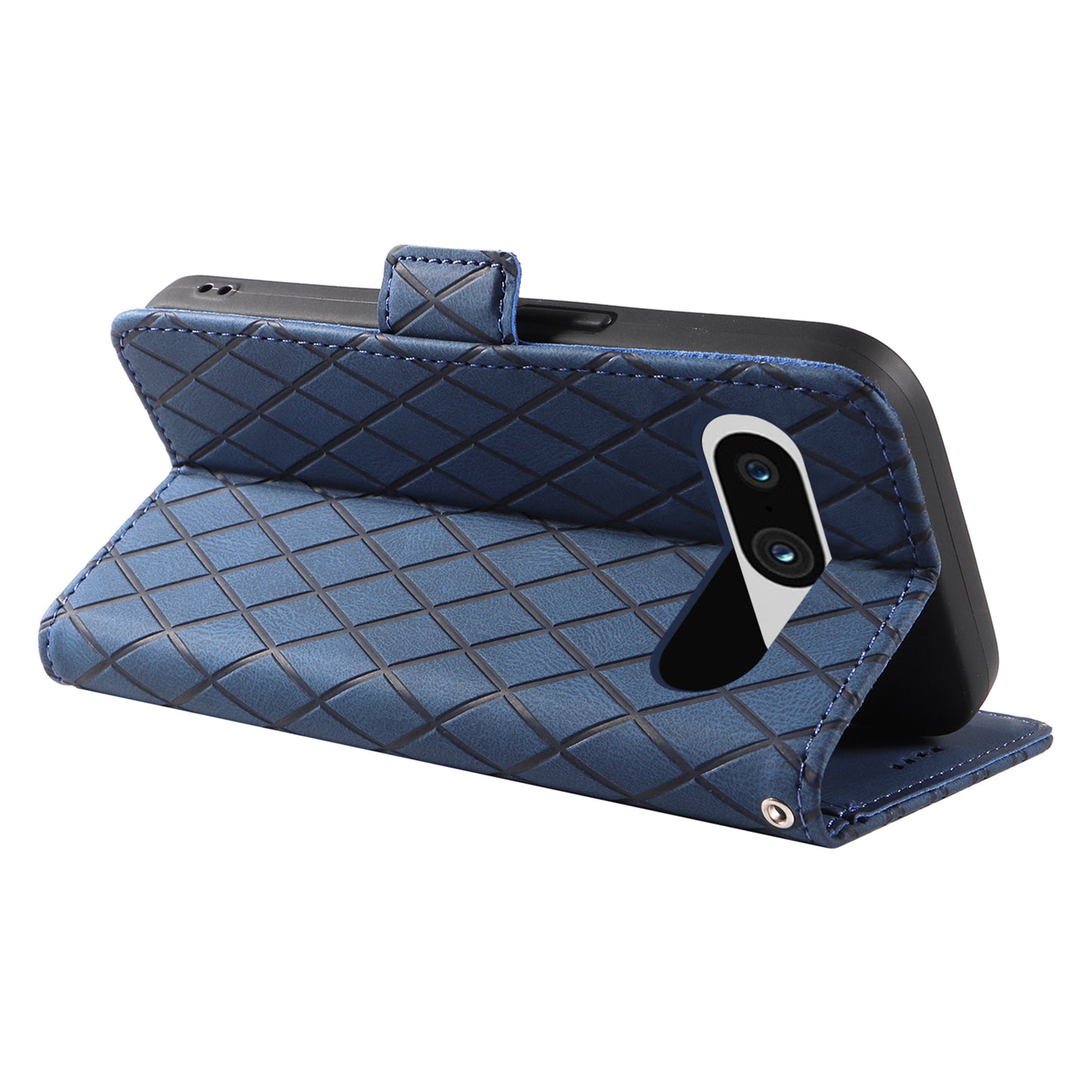 For Google Pixel 8 Rhombus Imprinted Phone Wallet Case PU Leather Stand Phone Cover