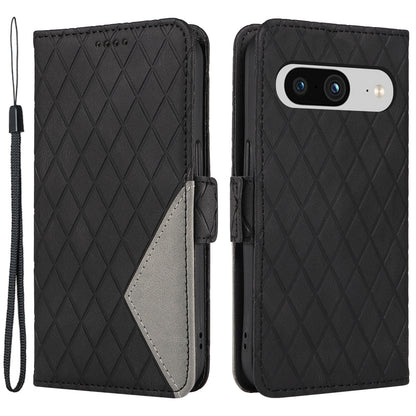 For Google Pixel 8 Rhombus Imprinted Phone Wallet Case PU Leather Stand Phone Cover