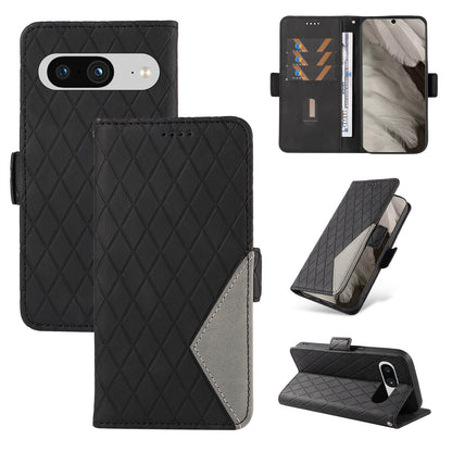 For Google Pixel 8 Rhombus Imprinted Phone Wallet Case PU Leather Stand Phone Cover