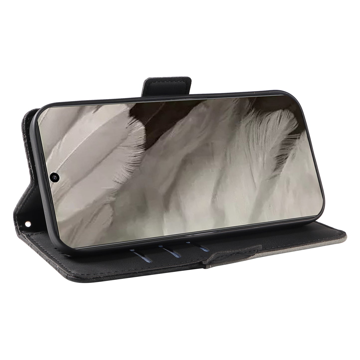 For Google Pixel 8 Rhombus Imprinted Phone Wallet Case PU Leather Stand Phone Cover