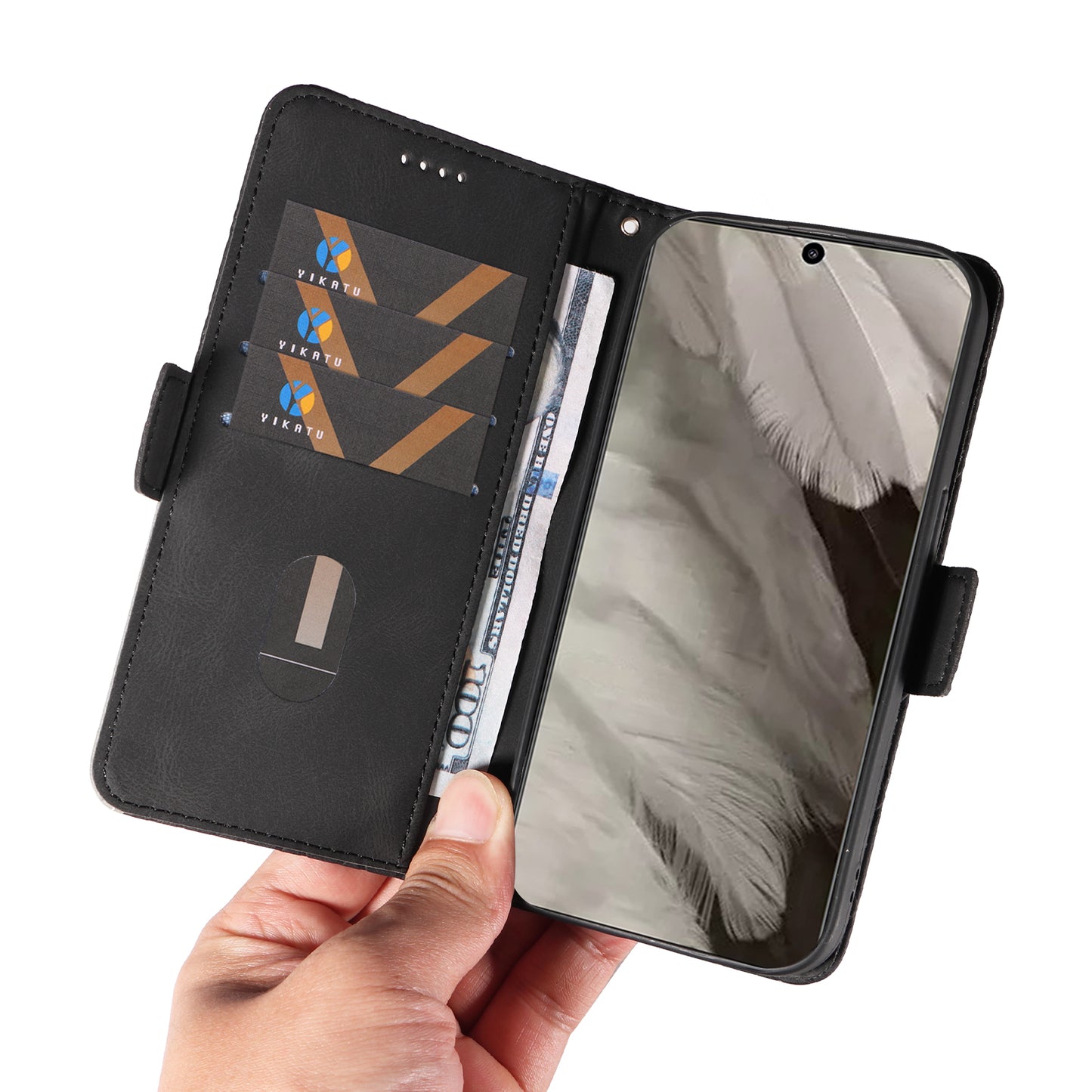 For Google Pixel 8 Rhombus Imprinted Phone Wallet Case PU Leather Stand Phone Cover