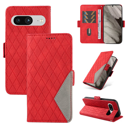 For Google Pixel 8 Rhombus Imprinted Phone Wallet Case PU Leather Stand Phone Cover