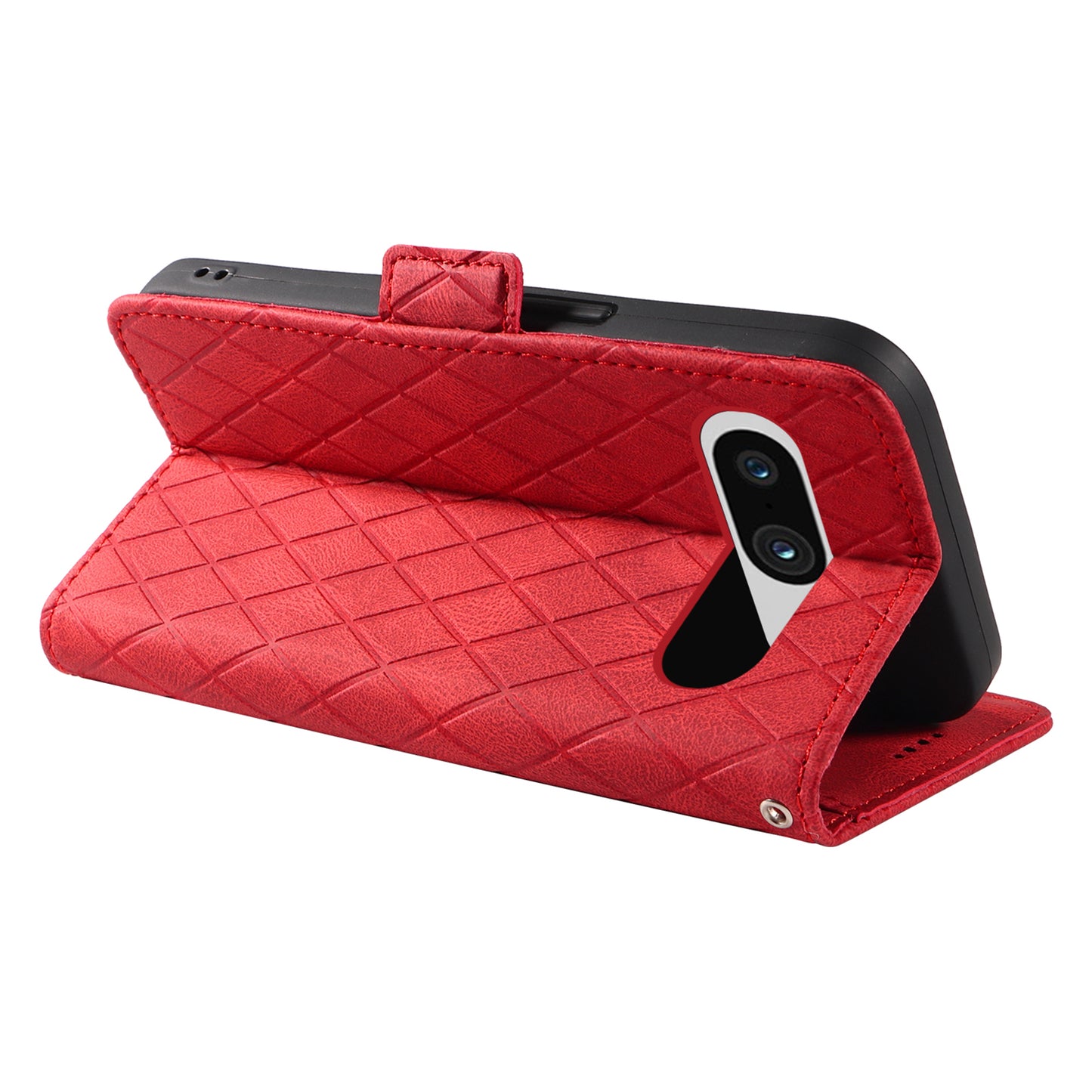 For Google Pixel 8 Rhombus Imprinted Phone Wallet Case PU Leather Stand Phone Cover