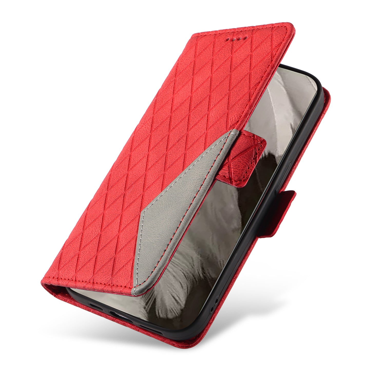 For Google Pixel 8 Rhombus Imprinted Phone Wallet Case PU Leather Stand Phone Cover