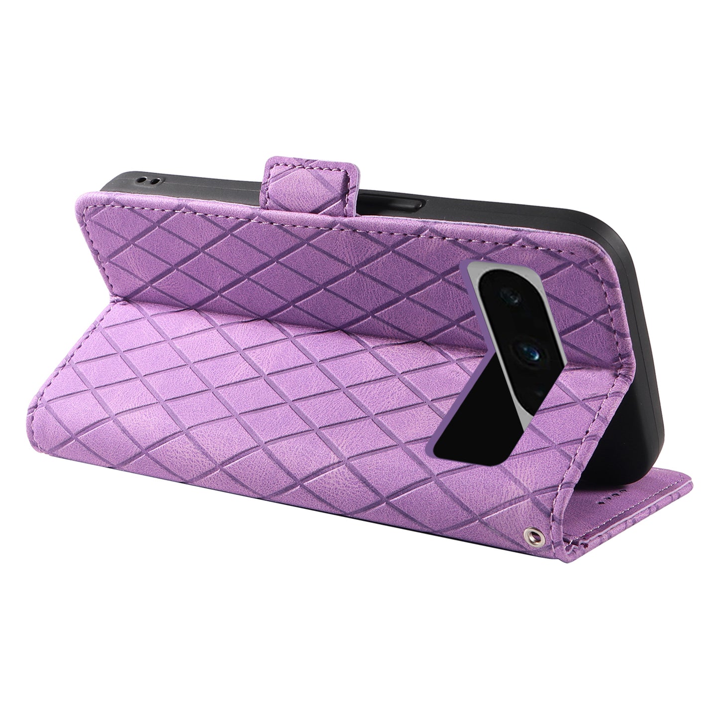 For Google Pixel 8 Pro Rhombus Imprinted Phone Case Stand Wallet Leather Phone Cover