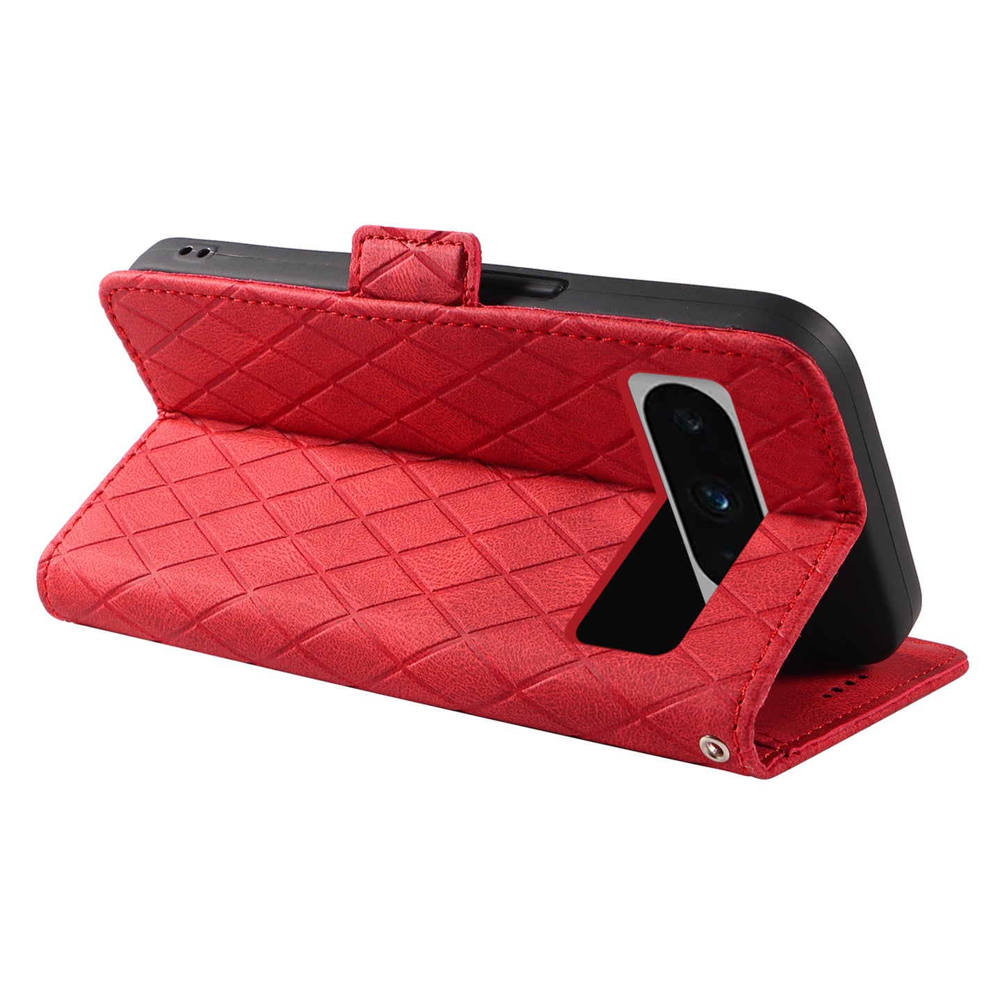 For Google Pixel 8 Pro Rhombus Imprinted Phone Case Stand Wallet Leather Phone Cover