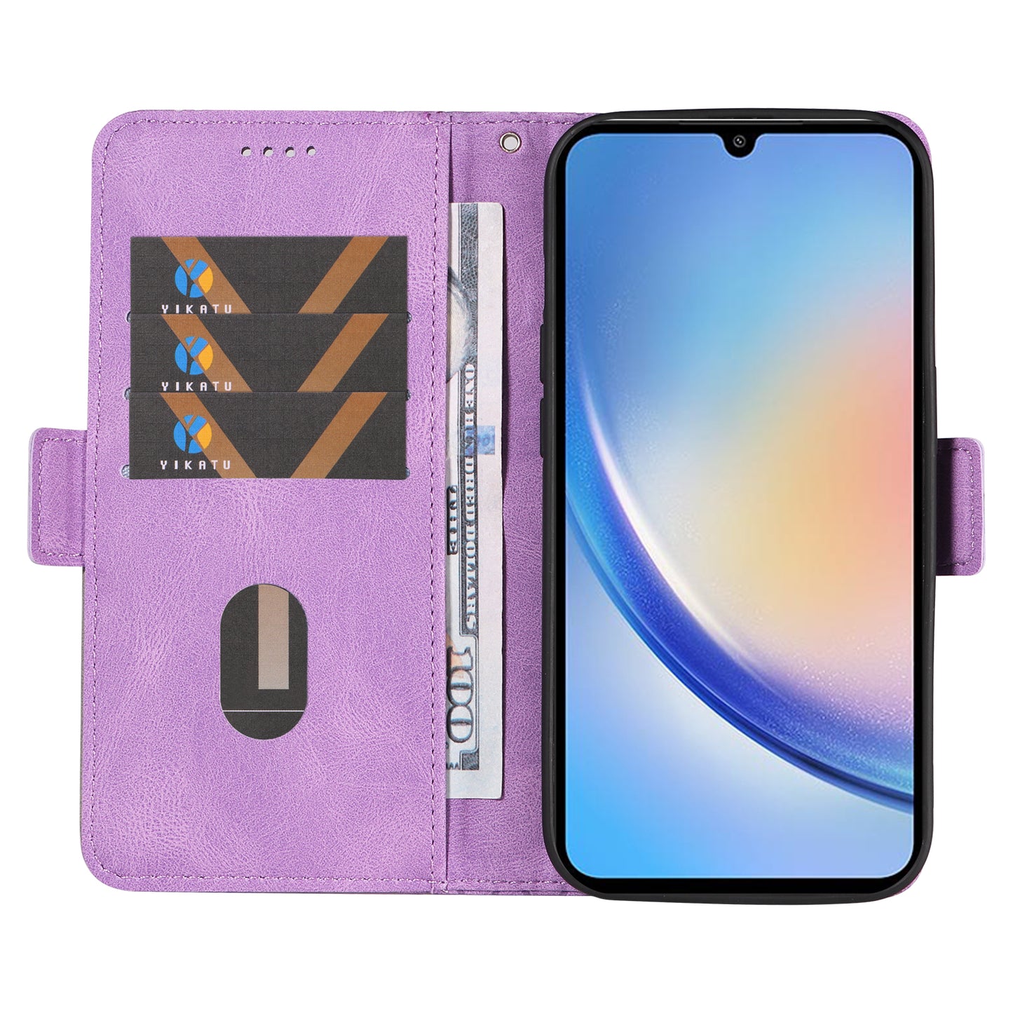 For Samsung Galaxy A34 5G Phone Stand Case Color Splicing Rhombus Imprinted PU Leather Wallet Cover