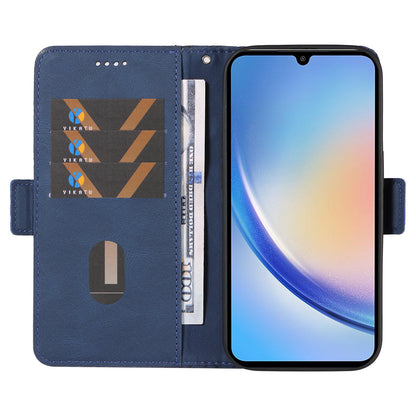 For Samsung Galaxy A34 5G Phone Stand Case Color Splicing Rhombus Imprinted PU Leather Wallet Cover