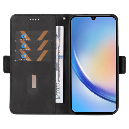 For Samsung Galaxy A34 5G Phone Stand Case Color Splicing Rhombus Imprinted PU Leather Wallet Cover