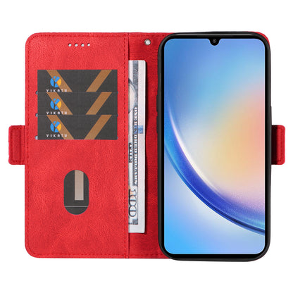For Samsung Galaxy A34 5G Phone Stand Case Color Splicing Rhombus Imprinted PU Leather Wallet Cover