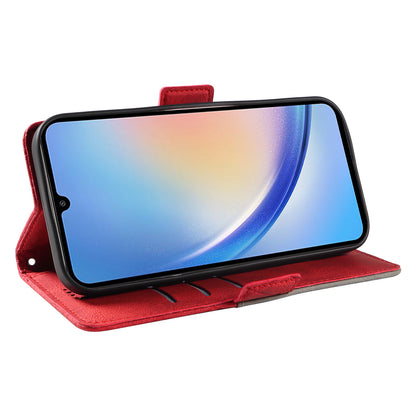 For Samsung Galaxy A34 5G Phone Stand Case Color Splicing Rhombus Imprinted PU Leather Wallet Cover