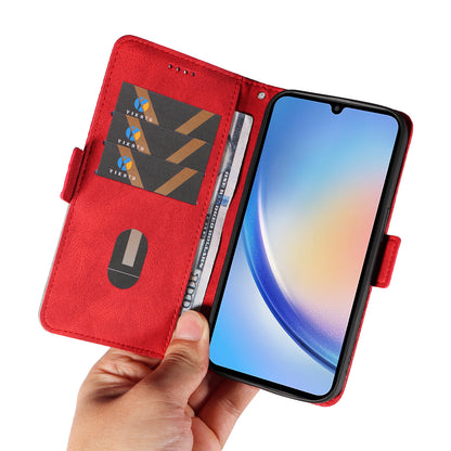 For Samsung Galaxy A34 5G Phone Stand Case Color Splicing Rhombus Imprinted PU Leather Wallet Cover