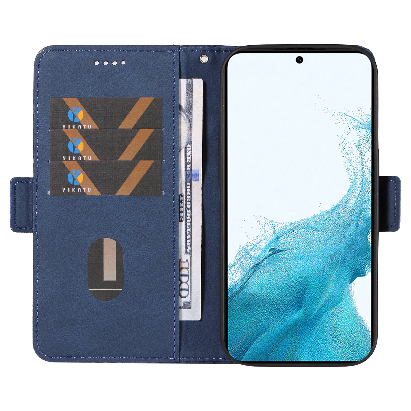 Leather Shell for Samsung Galaxy S22+ 5G Phone Case Color Splicing Rhombus Imprinted Wallet Stand Cover