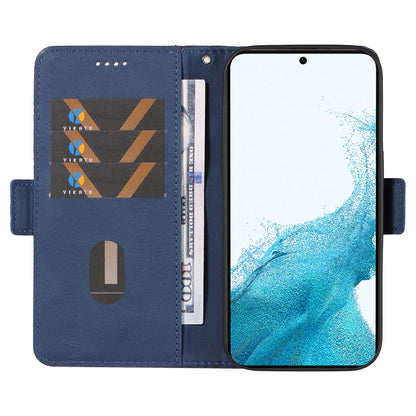 Leather Shell for Samsung Galaxy S22+ 5G Phone Case Color Splicing Rhombus Imprinted Wallet Stand Cover