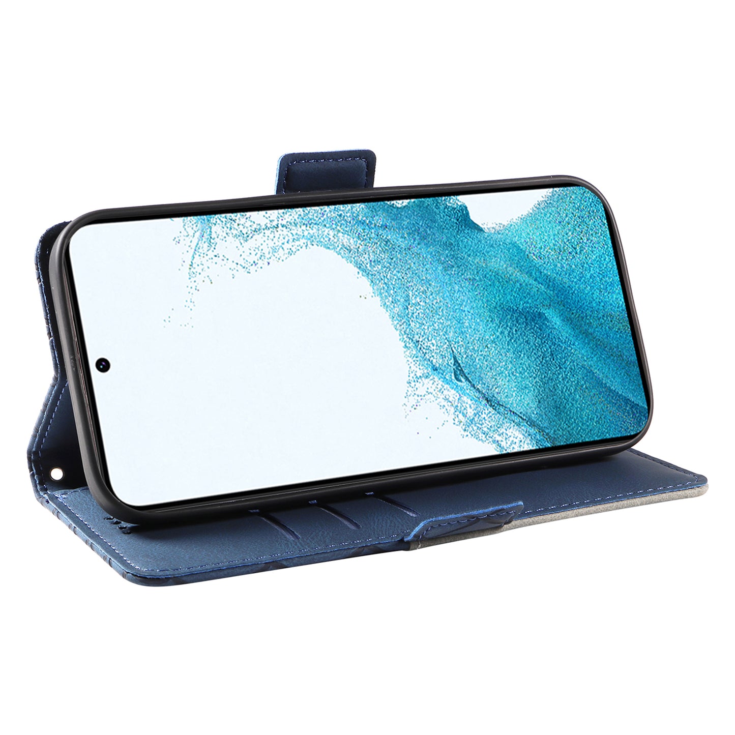 Leather Shell for Samsung Galaxy S22+ 5G Phone Case Color Splicing Rhombus Imprinted Wallet Stand Cover