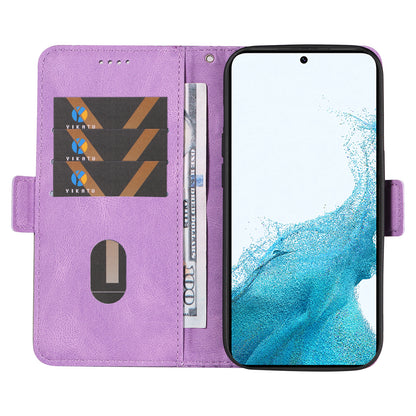 Leather Shell for Samsung Galaxy S22+ 5G Phone Case Color Splicing Rhombus Imprinted Wallet Stand Cover