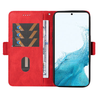 Leather Shell for Samsung Galaxy S22+ 5G Phone Case Color Splicing Rhombus Imprinted Wallet Stand Cover