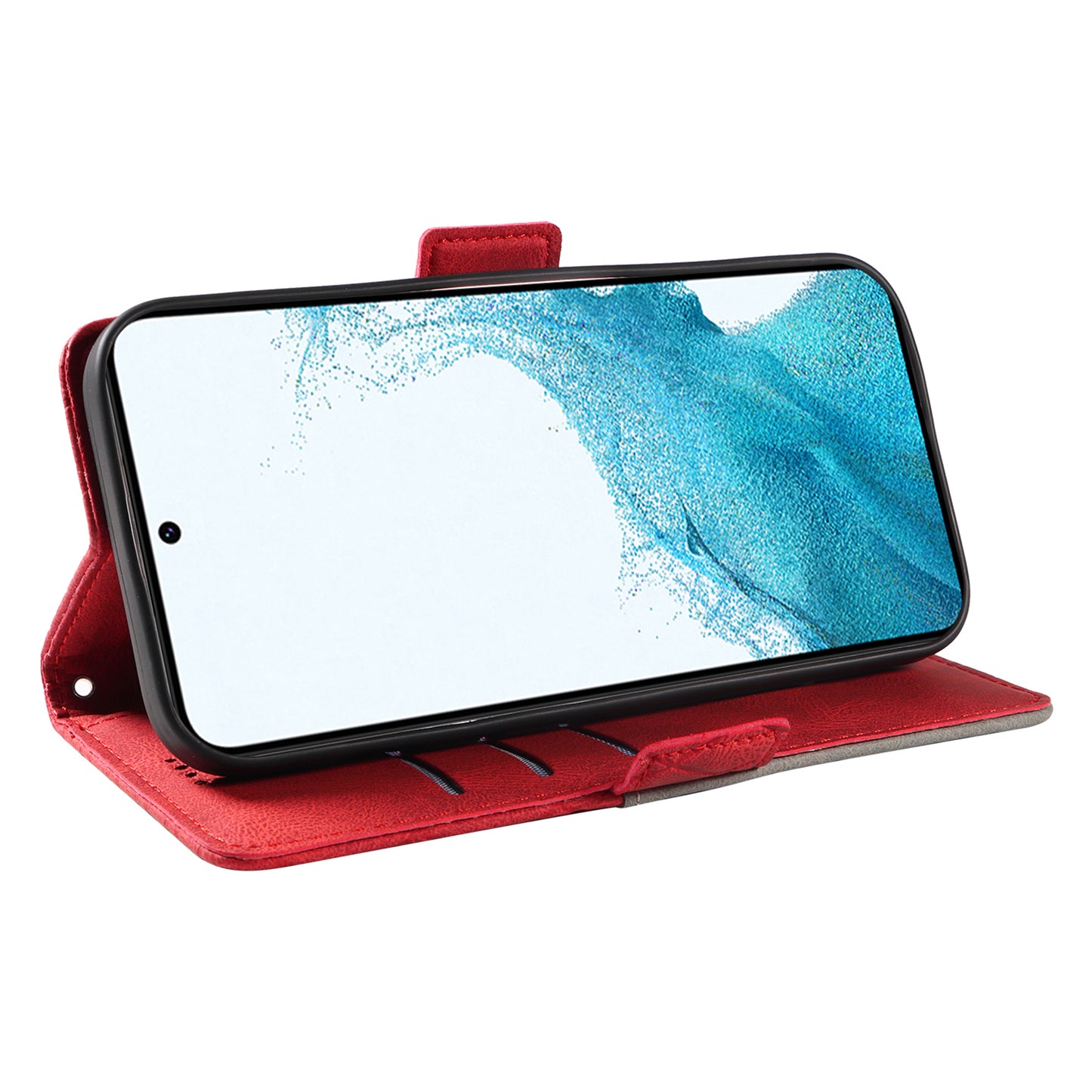 Leather Shell for Samsung Galaxy S22+ 5G Phone Case Color Splicing Rhombus Imprinted Wallet Stand Cover