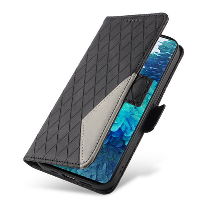 For Samsung Galaxy S20 FE / S20 FE 5G / S20 FE 2022 / S20 Lite Color Splicing Leather Case Rhombus Imprinted Wallet Stand Phone Cover
