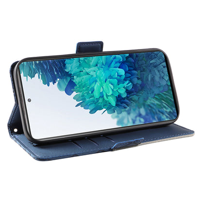 For Samsung Galaxy S20 FE / S20 FE 5G / S20 FE 2022 / S20 Lite Color Splicing Leather Case Rhombus Imprinted Wallet Stand Phone Cover