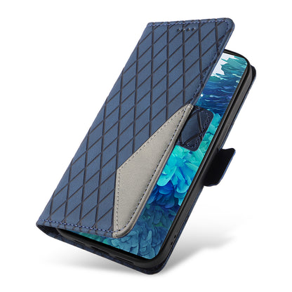 For Samsung Galaxy S20 FE / S20 FE 5G / S20 FE 2022 / S20 Lite Color Splicing Leather Case Rhombus Imprinted Wallet Stand Phone Cover